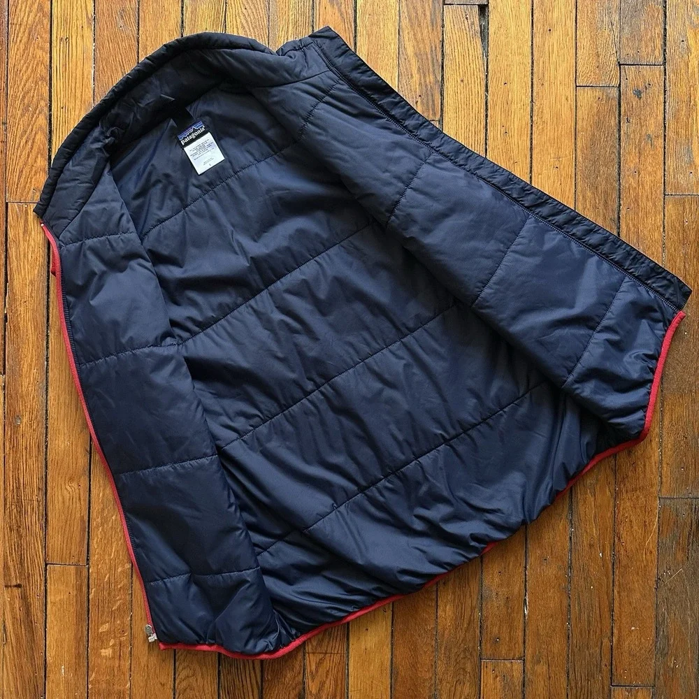 Vtg Patagonia Puffball Full‎ Zip Vest Men Large Candy Apple Red Gorp Performance